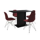 Ver imagem 6 de Mesa Jantar Londres Tampo Preto 120cm 4 Cadeiras Ferro Branco Estofado Vermelho