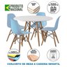Conjunto De Mesa Madeira Infantil 68Cm Redondo Branco 4 Cadeiras Azul Cor: Branco - 4