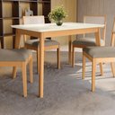 Ver imagem 6 de Conjunto Sala de Jantar CSJ447CA Nara 4 Lugares Vidro Madeira Maciça Linho Fendi Kappesberg