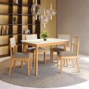 Ver imagem 1 de Conjunto Sala de Jantar CSJ447CA Nara 4 Lugares Vidro Madeira Maciça Linho Fendi Kappesberg