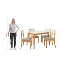 Ver imagem 4 de Conjunto Sala de Jantar CSJ447CA Nara 4 Lugares Vidro Madeira Maciça Linho Fendi Kappesberg
