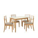 Ver imagem 3 de Conjunto Sala de Jantar CSJ447CA Nara 4 Lugares Vidro Madeira Maciça Linho Fendi Kappesberg