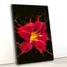 Tela canvas vert 70x45 flor vermelha com fundo preto - 1