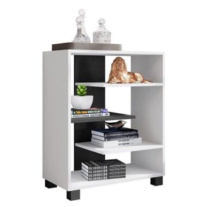 Armário Baixo Luna com Prateleiras Branco/preto - Móveis Leão