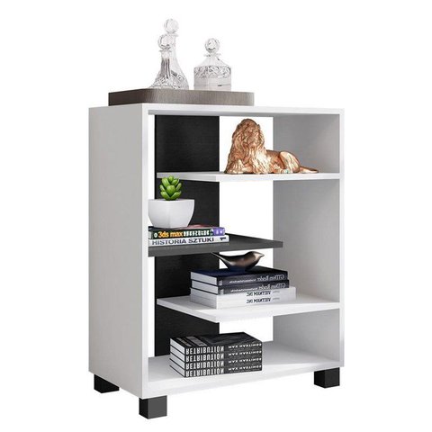 Armário Baixo Luna com Prateleiras Branco/preto - Móveis Leão