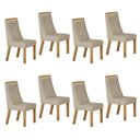 Ver imagem 1 de Kit de 8 Cadeiras para Sala de Jantar Dora Bege/Cinamomo/Veludo