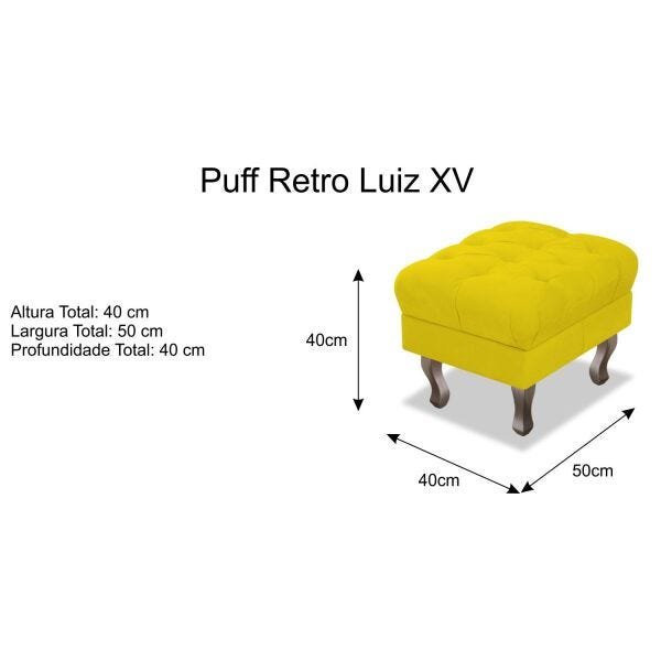 Puff Retrô Baú Luis XV Suede Amarelo - 4