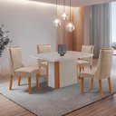 Ver imagem 1 de Mesa de Jantar Isadora 120 cm Tampo MDF Vidro Canto Copo com 4 Cadeiras Carolina Moderna Mobília