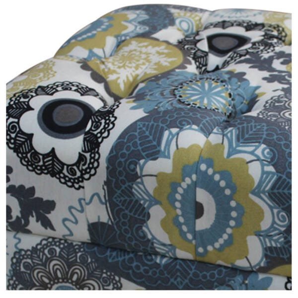 Puff Retrô Luis XV Suede Floral Azul - 4