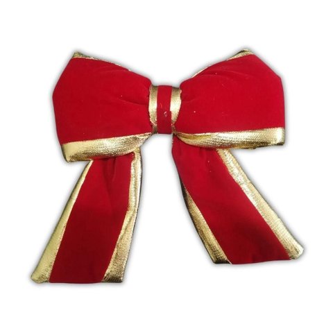 Laço de Veludo Vermelho com Borda de Ouro 18 Cm