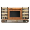 Ver imagem 2 de Estante para TV até 75 Polegadas com LED e Cristaleira MDF 220CMX380CM Magnum Marrom Canela/Gris Fosco