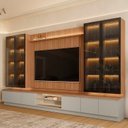Ver mais imagens de Estante para TV até 75 Polegadas com LED e Cristaleira MDF 220CMX380CM Magnum Marrom Canela/Gris Fosco