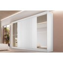 Ver imagem 1 de Guarda Roupa Casal 3 Portas de Correr 1 Ripada e 6 Gavetas C/2 Espelhos Vitória Branco Acetinado -