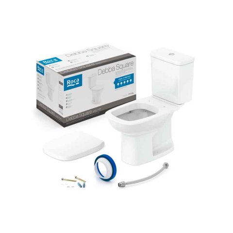 Kit Bacia Debba Classic Branco C/ Caixa 3/6 Lts+compl Instalacao+assento Pp Soft Close - Roca Louça 