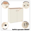 Ver imagem 5 de Conjunto de Escritório 4 Peças Smart Office Mesa Livreiro e 2 Aparadores Buffet - Off White e Cedro