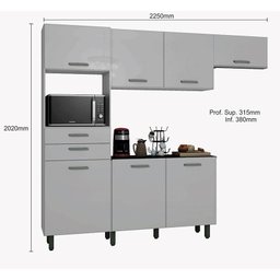 Kit Cozinha 7 Portas 2 Gavetas Lia-poliman - Branco - 3