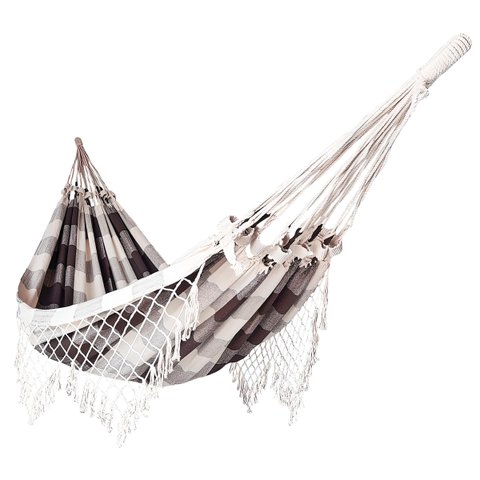 Rede de Dormir Casal Balanço de Algodão Reforçada 3,80m X 1,50m Varias Cores:marrom com Cru Xadrez