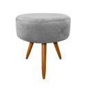 Ver imagem 1 de Puff Redondo Suede Cinza Pés Palito