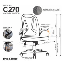 Cadeira de Escritório Diretor Preta Giratória com Tela Mesh Prime.office P210 - 6