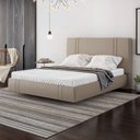 Ver imagem 1 de Cama Casal Flutuante 138cm com Cabeceira Romana Linho