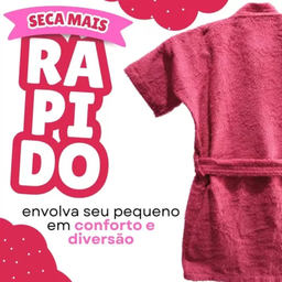 Roupão Felpudo Infantil Quimono Confetti Tamanho Gg Rosa - 3