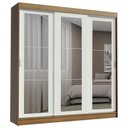 Ver imagem 2 de Guarda-Roupa Casal Madesa Kansas 3 Portas de Correr de Espelho 3 Gavetas Rustic/Branco Cor:Rustic/Br