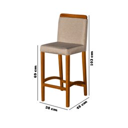 Kit 4 Banquetas Dubai Alta Bar Luxo Pés em Madeira Maciça Área Gourmet Balcão Sacada Hall Cor Bege - 8
