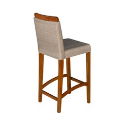 Kit 4 Banquetas Dubai Alta Bar Luxo Pés em Madeira Maciça Área Gourmet Balcão Sacada Hall Cor Bege - 5