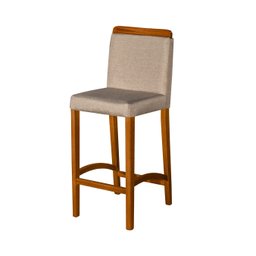 Kit 4 Banquetas Dubai Alta Bar Luxo Pés em Madeira Maciça Área Gourmet Balcão Sacada Hall Cor Bege - 4