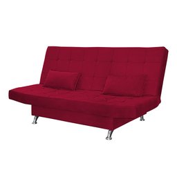 Sofá Cama Retrátil Reclinável 2 Lugares Gabriela Com 2 Almofadas Suede Vermelho - Ninho Decor - 2