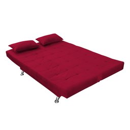 Sofá Cama Retrátil Reclinável 2 Lugares Gabriela Com 2 Almofadas Suede Vermelho - Ninho Decor - 4