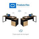Ver imagem 5 de Mesa Escritório 1,50m Nicho e Gaveteiro Pé Metal Mac Pr F5 Cor:macadâmia com Preto