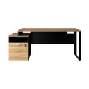 Ver imagem 2 de Mesa Escritório 1,50m Nicho e Gaveteiro Pé Metal Mac Pr F5 Cor:macadâmia com Preto
