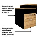 Ver mais imagens de Mesa Escritório 1,50m Nicho e Gaveteiro Pé Metal Mac Pr F5 Cor:macadâmia com Preto