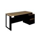 Ver imagem 3 de Mesa Escritório 1,50m Nicho e Gaveteiro Pé Metal Mac Pr F5 Cor:macadâmia com Preto