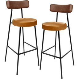 Kit 02 Banquetas Alta Bar Cozinha Sala De Jantar Milão L02 Couríssimo Marrom Whisky - Lyam Decor - 1 Kit 02 Banquetas Alta Bar Cozinha Sala De Jantar Milão L02 Couríssimo Marrom Whisky - Lyam Decor - 1