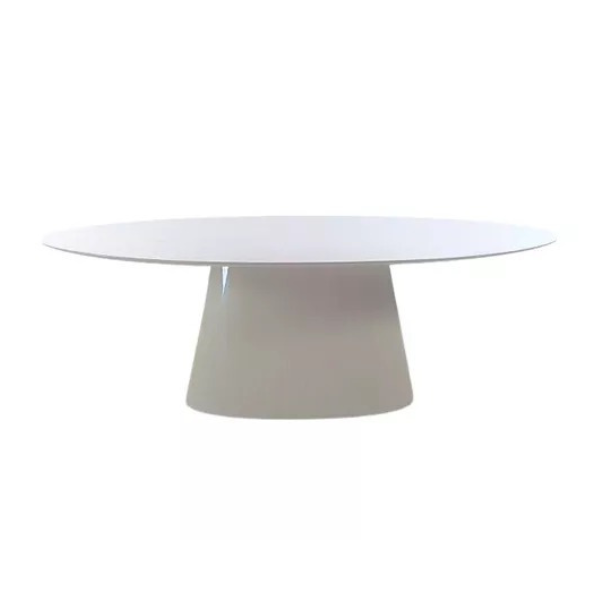 Mesa de Jantar Cone Oval 137x90 Cm Laqueada Linn Design Decor Branco