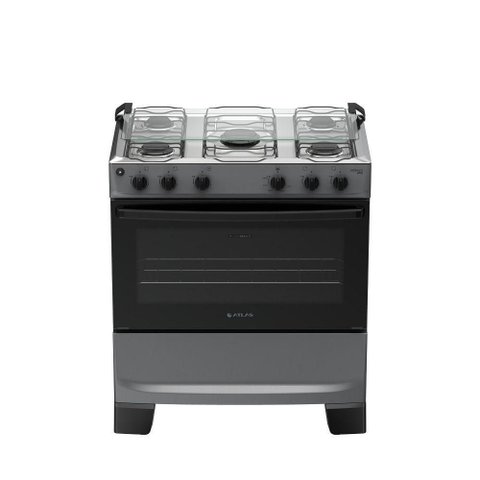 Fogão 5 Bocas Atlas Mônaco Plus Automático Mesa Inox Titanium Bivolt