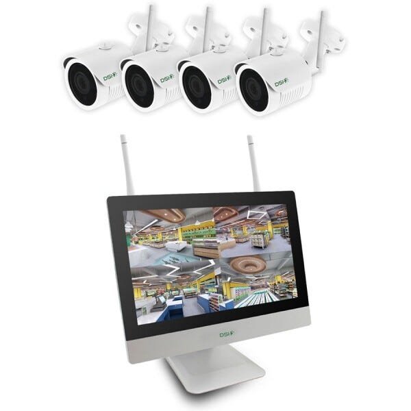 Kit Monitoramento Wifi 4 Câmera Fullhd Nvr com Monitor e HD