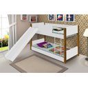 Ver imagem 2 de Beliche Infantil/Juvenil Valentina Branco/Mel com Pés de Madeira com Escorregador com 2 colchões