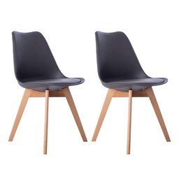 Kit 02 Cadeiras Leda Eames Jantar Cozinha com Assento Estofado Cinza - 1