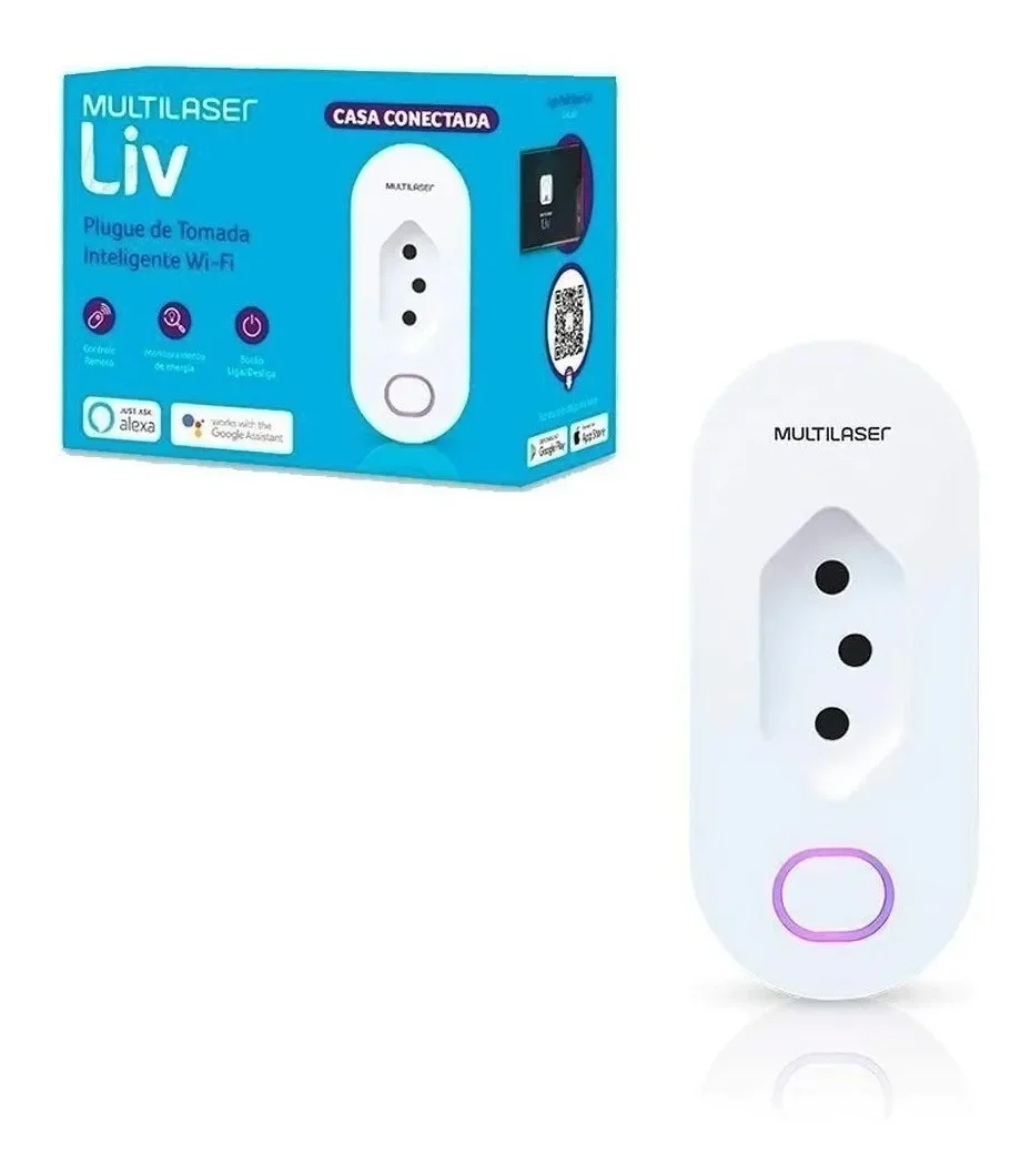 Tomada Multilaser Smart Wifi Plug Liv 16a - Bivolts Bivolts Liga e Desliga Pelo Celular - Se231