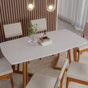 Ver imagem 7 de Conjunto Sala de Jantar Mesa 6 Cadeiras MDF Madeira Maciça Miami Bege