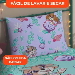 Jogo de Cama Infantil Lepper Patrulha Canina Menina Solteiro 2 Peças Microfibra Lilás - 6