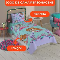 Jogo de Cama Infantil Lepper Patrulha Canina Menina Solteiro 2 Peças Microfibra Lilás - 3