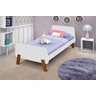 Cama Solteiro Lisa Branco/Mel com Pés em Madeira - 2