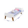 Cama Solteiro Lisa Branco/Mel com Pés em Madeira - 1