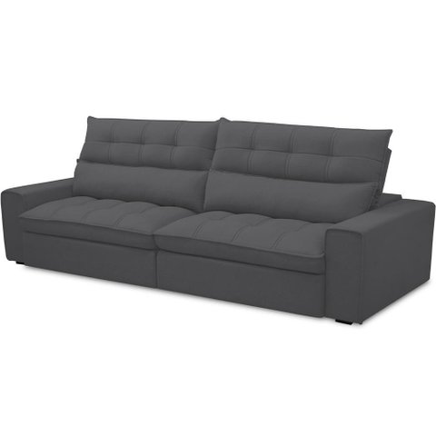 Sofá Retrátil Reclinável para Sala de Estar Living 290cm Dimas F04 Bouclê Grafite