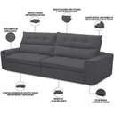 Ver imagem 5 de Sofá Retrátil Reclinável para Sala de Estar Living 290cm Dimas F04 Bouclê Grafite