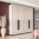 Ver imagem 1 de Roupeiro Solteiro Valência 4 Portas 4 Gavetas 161x214cm Branco/Creme 240833